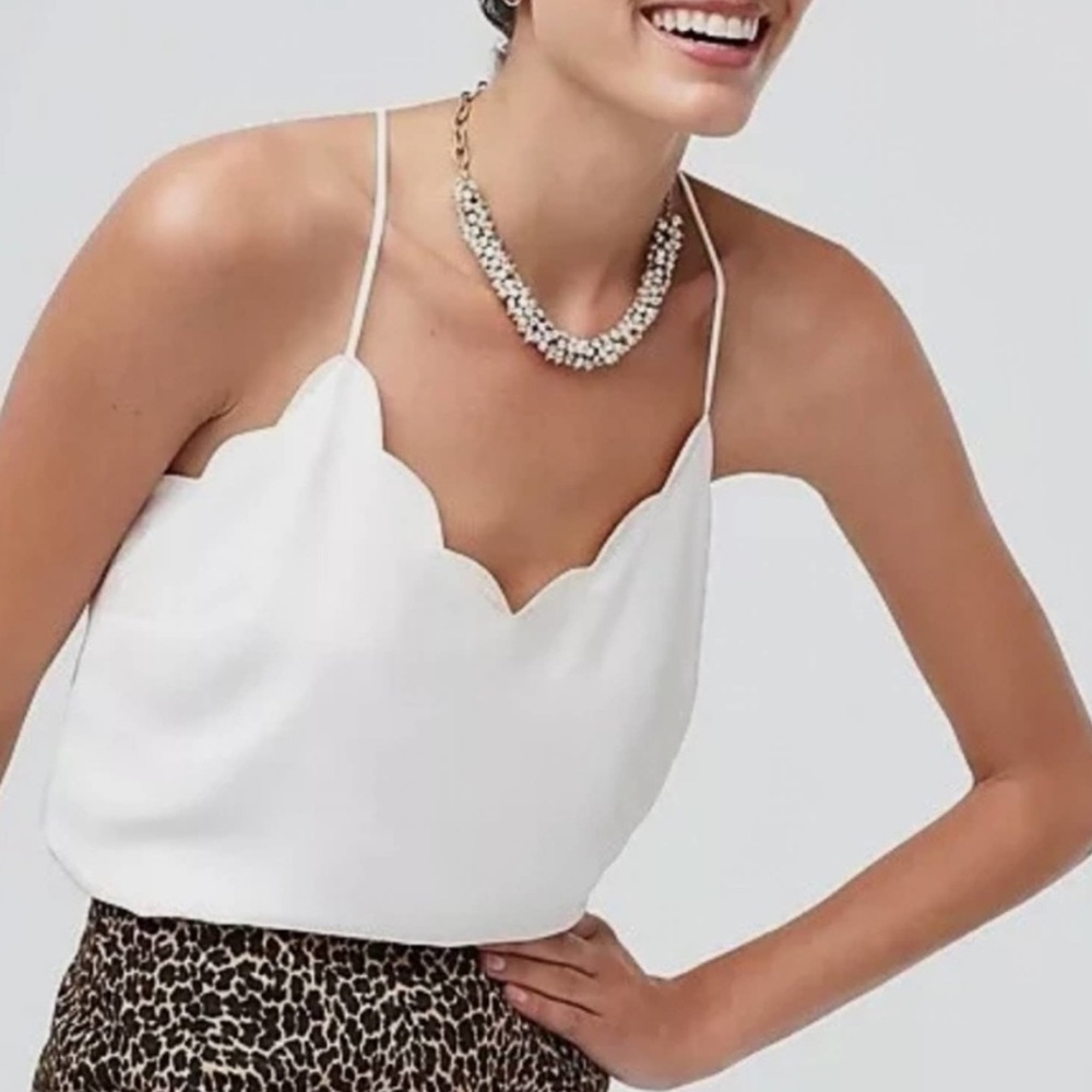 GUC J. Crew Scalloped Tank Top - Size 6 - Color is Ivory / off white